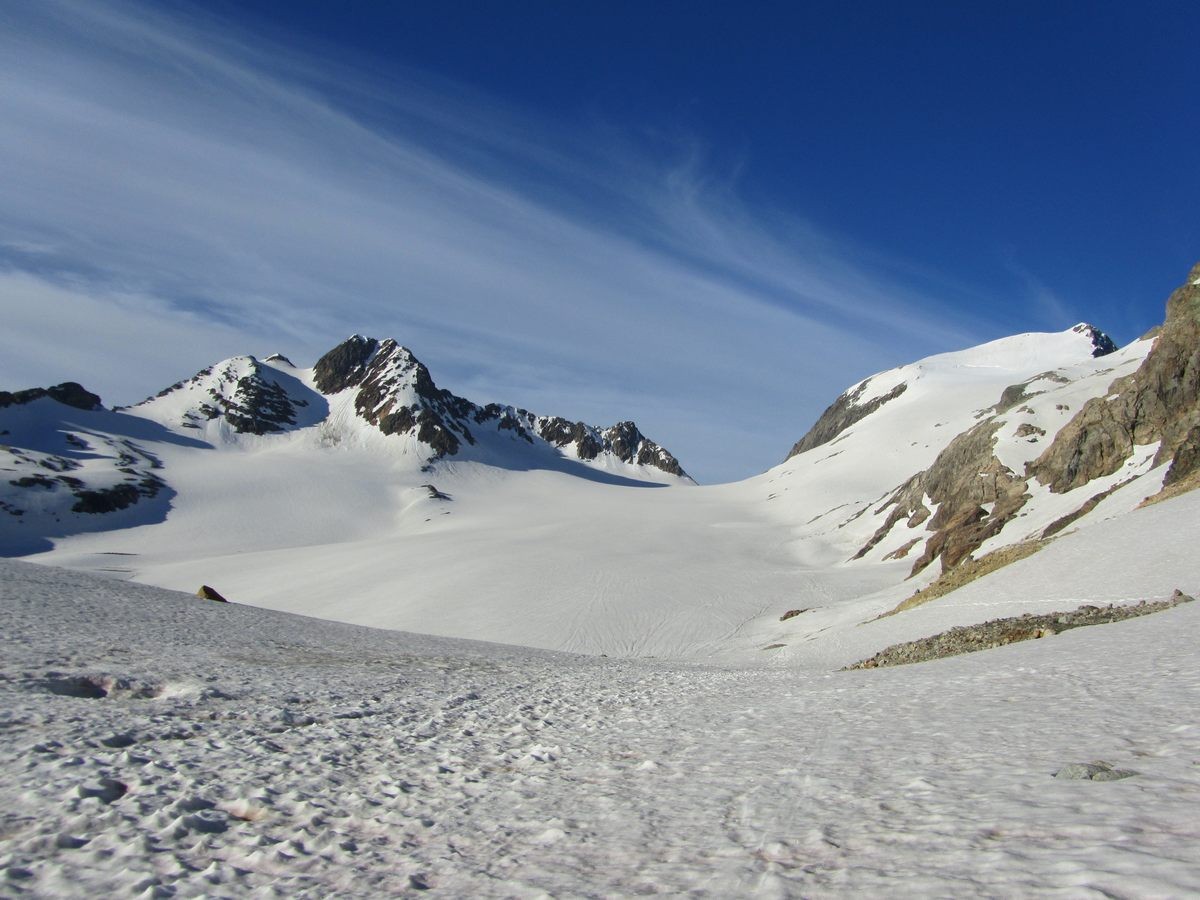 Le glacier de Saint Sorlin et le sommet de l'Etendard.