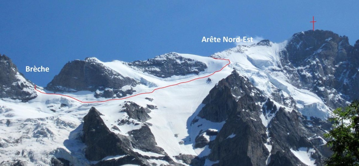 L'itinéraire entre la brèche de la Meije et le sommet.