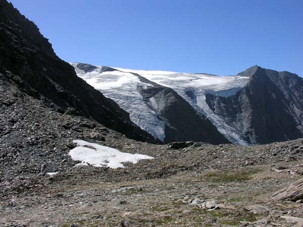 Le col et la vue sur le Glacier supérieur des Balmes