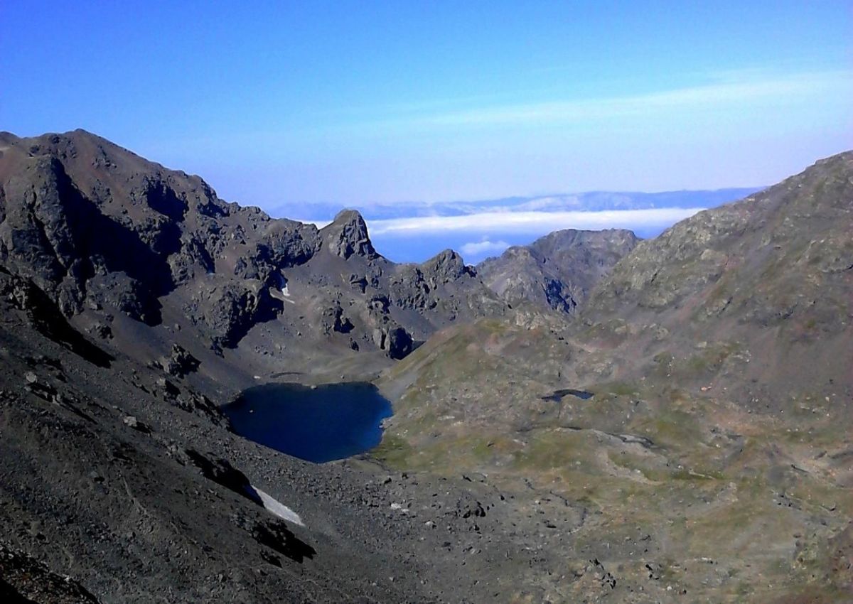 Lac du grand Doménon vu du haut de la Grande Pente.