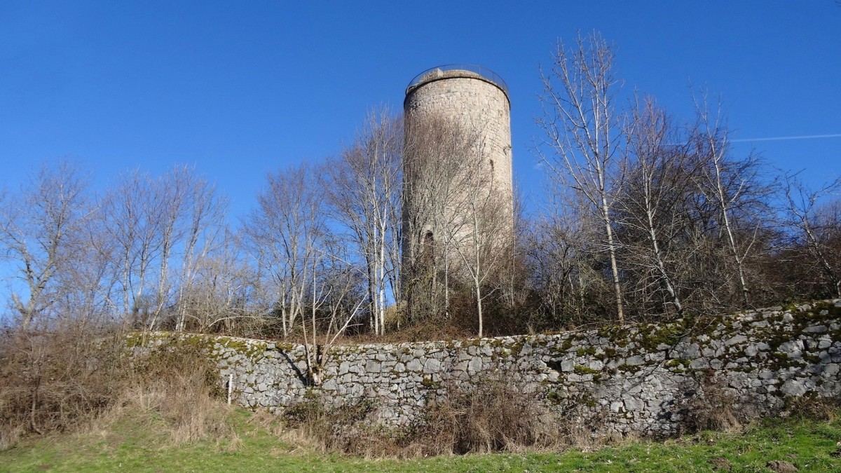 La tour de Dunières (XIVe siècle) surplombe le village éponyme.