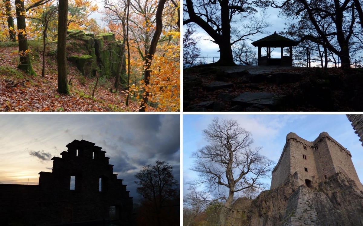 1) Forêt du Battert 2) Belvédère de Ritterplatte 3) et 4) Altes Schloss