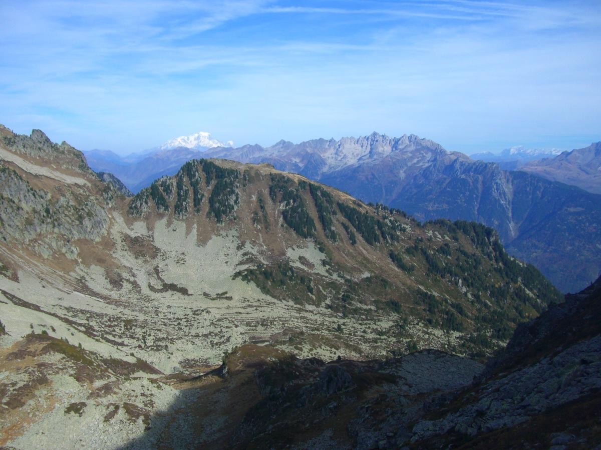 De la Crête de la Frèche, le Col du Fort, le Pic des Chantermes, Mont Blanc, Lauzière et Mont Pourri