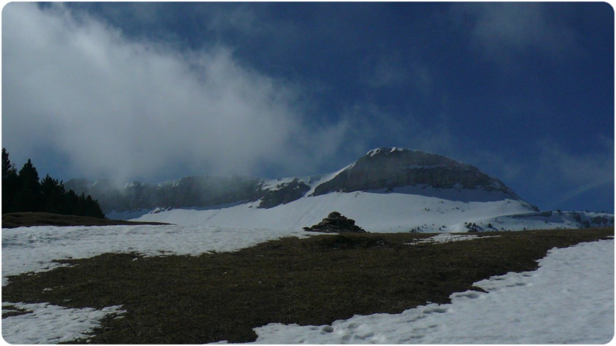 Le Sommet de la Montagnette au-delà de la crête du Pas de l'Essaure.