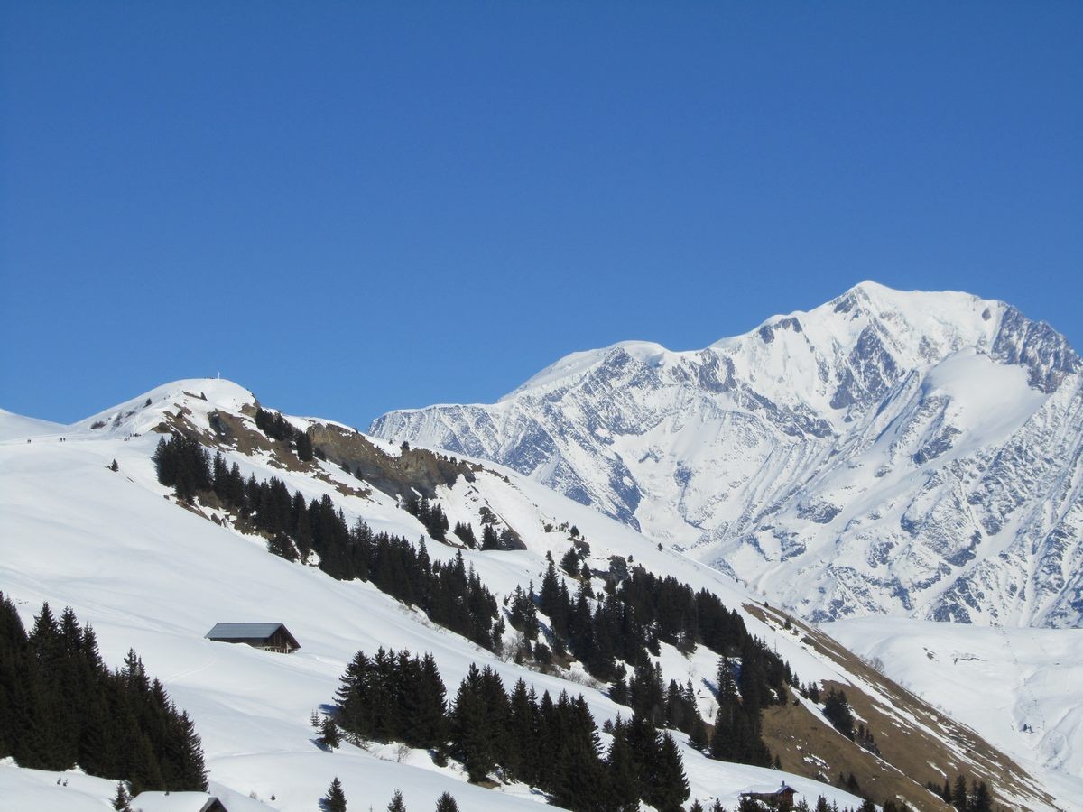 Vue remarquable sur le massif du Mont Blanc.