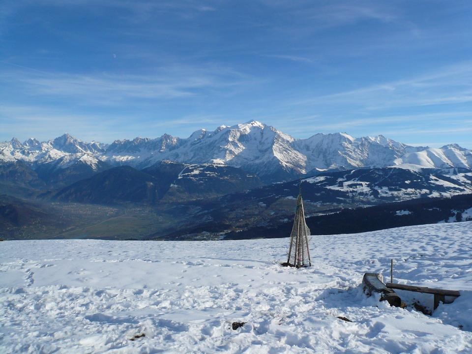 Plaine du Fayet et chaîne du Mont-Blanc.