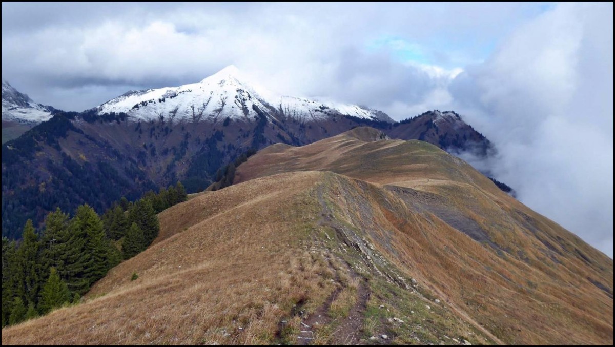 Sur la crête vers le Grand Roc, vue arrière vers la Pointe de Chaurionde