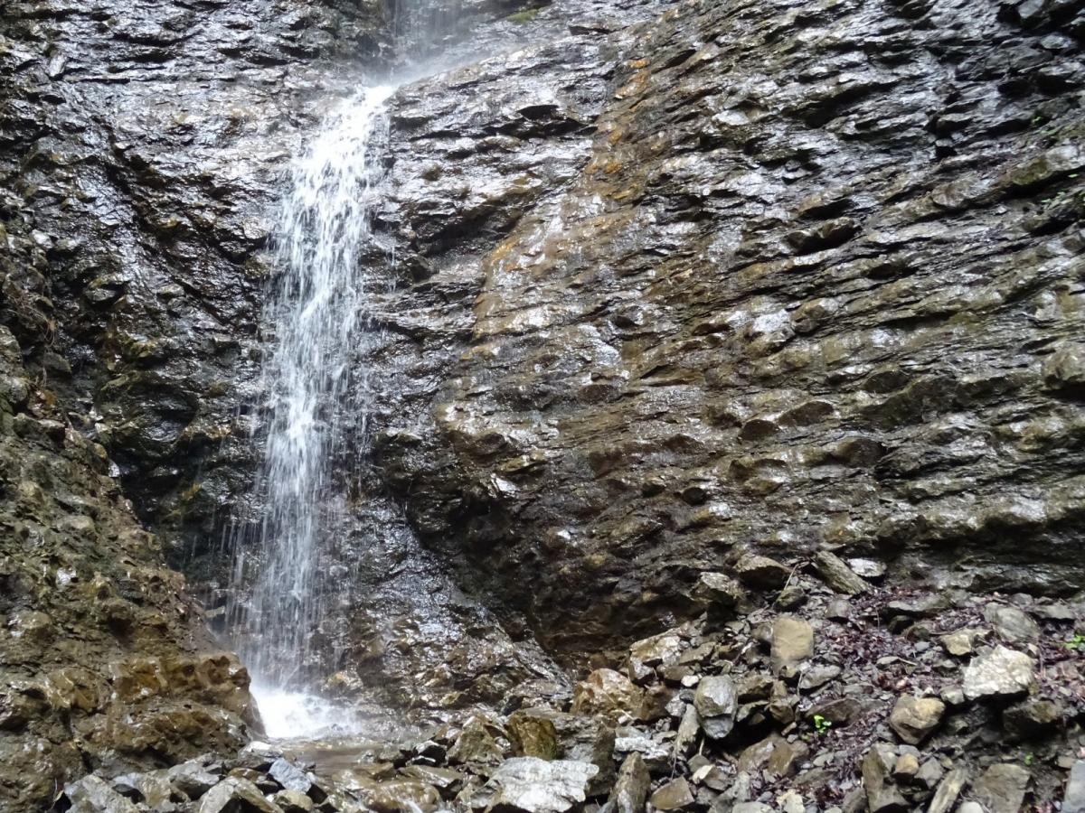 Au pied de la cascade du Pessu