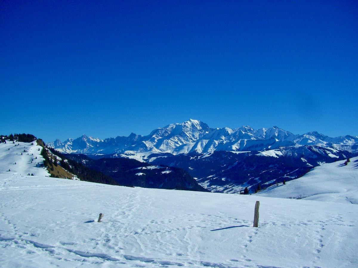 Des chalets des Stallets, le Massif du Mont Blanc, de l’Aiguille Verte à l’Aiguille des Glaciers