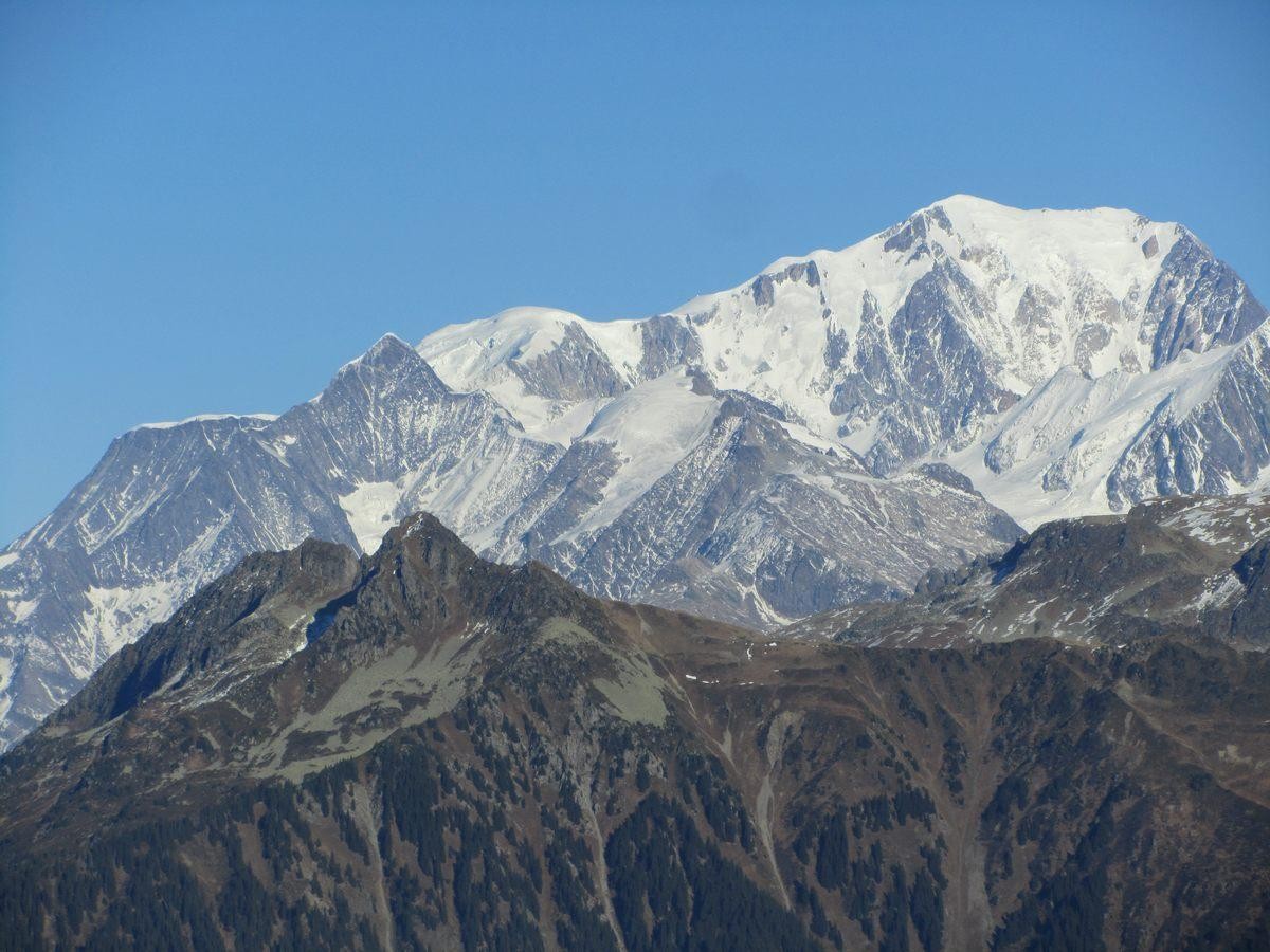 Panorama (au zoom) sur le massif du Mont Blanc.