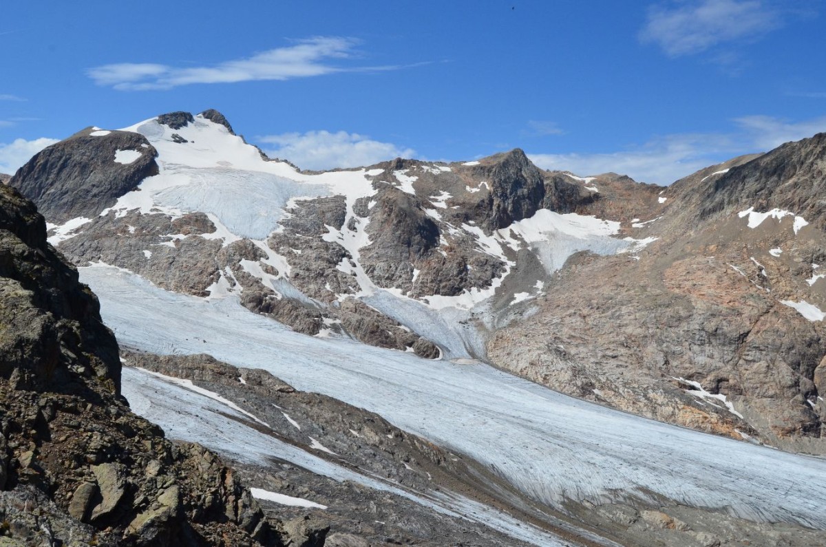 Le Glacier de Saint-Sorlin vu dans la montée vers le Mont Péaiaux