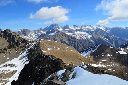 La vue du sommet sur le chainon Argentera, Nasta, Baus Bastione, Brocan, Guillié, Ruine