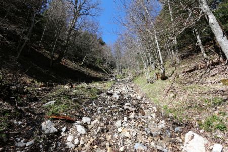 Montée hors sentier dans le ravin de l’Aiglaire.