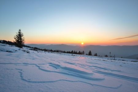 Coucher de soleil sur la route des crêtes