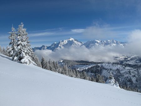 Vue sur tout le massif..Mont Blanc...