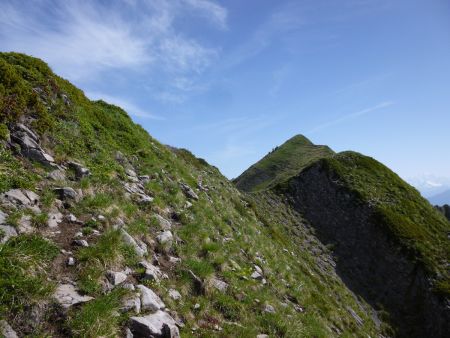 Dans le dévers.