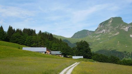 Arrivée aux chalets des Pézières. À droite, la Tulle.