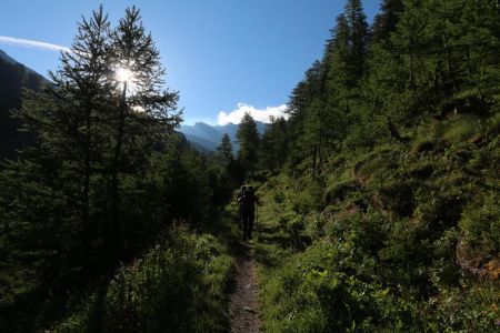 Approche sur le sentier en rive gauche du torrent de Bouchet.