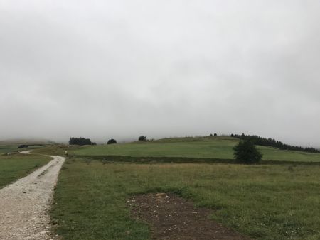 Début du GR, on y croit ! on va pousser le rideau de brouillard