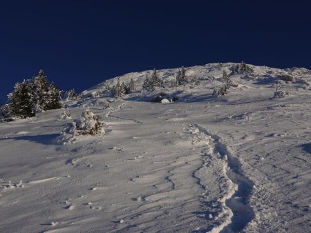 On fait la trace dans une neige plus profonde que prévue.