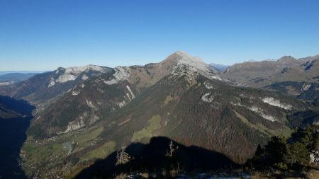 Du sommet : vallée du Petit Bornand,Jallouvre, col de la Colombière...