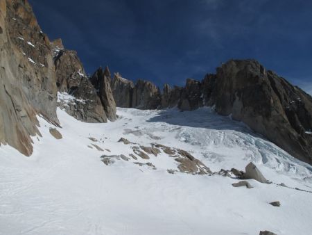 La combe sud où s’écoule le glacier du Milieu