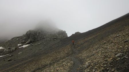 Début de la descente en versant nord