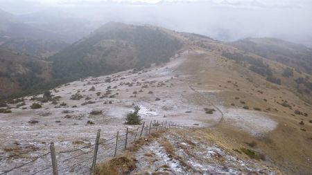 Descente le long des barbelés ! beaucoup de pâturages dans le secteur