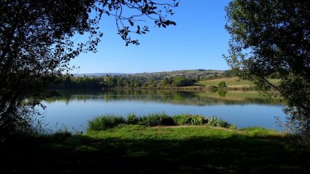 En longeant l’étang.