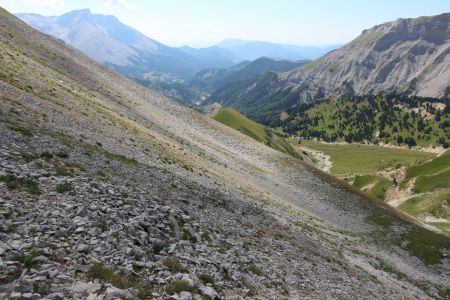 Traversée en dévers vers la Tête de Haute Lus.