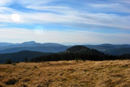 Retour vers le départ dans les chaumes, à gauche le Silberberg