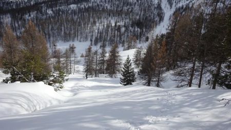 Descente dans la poudre vers Granon