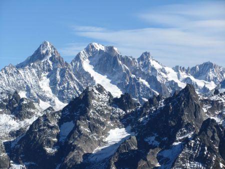 Les Aiguilles Rouges devant le Chardonnet et l’Aiguille d’Argentière.